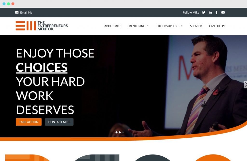 The Entrepreneurs Mentor web design homepage snapshot