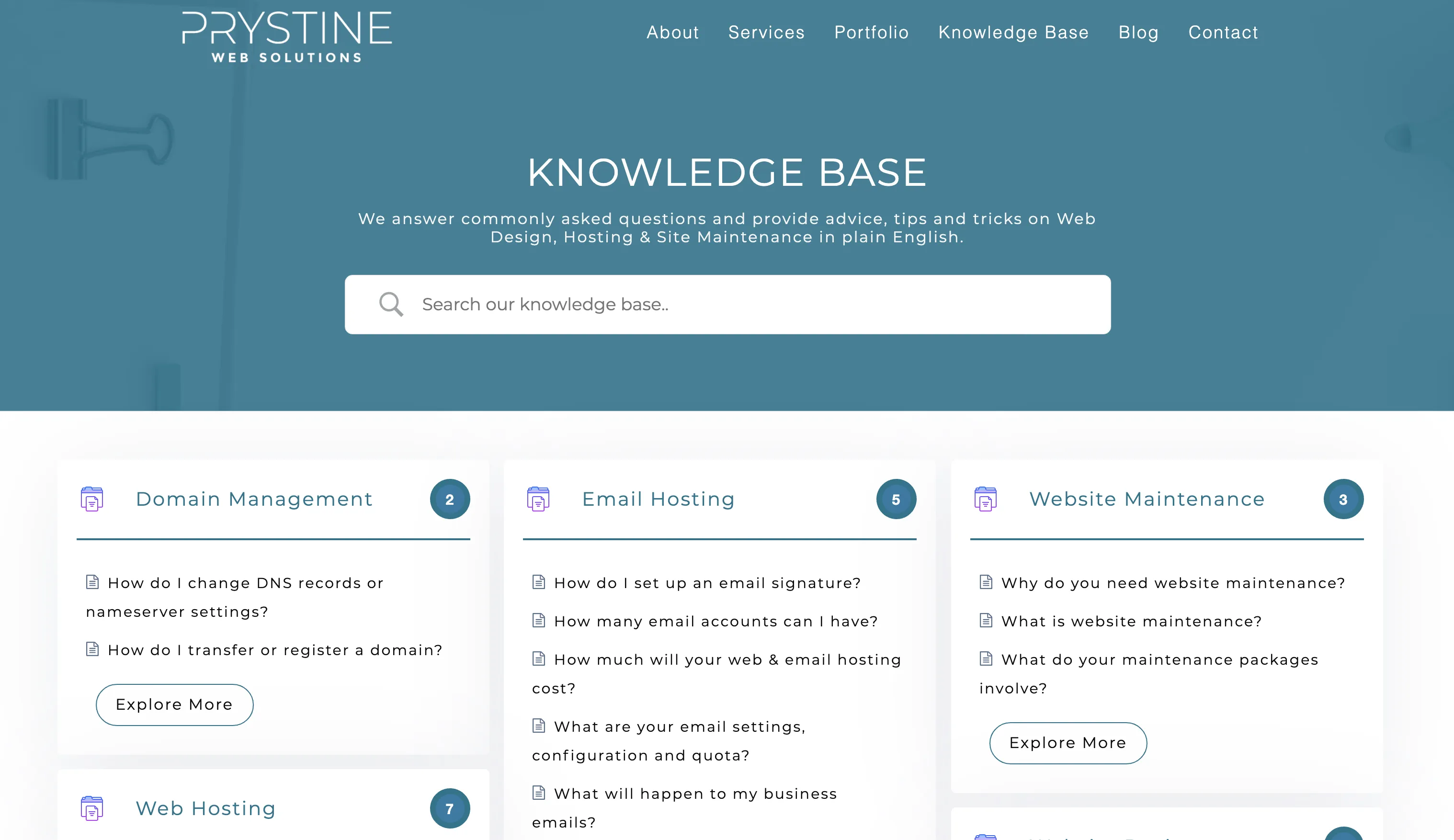 Our knowledge base screenshot