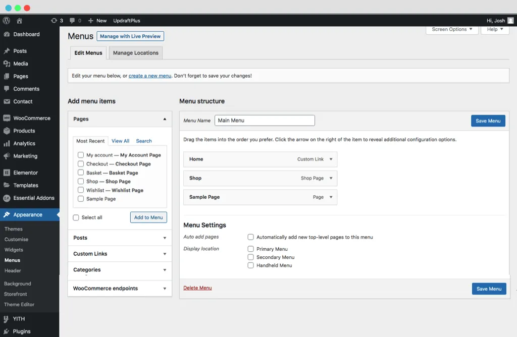 WordPress Menus