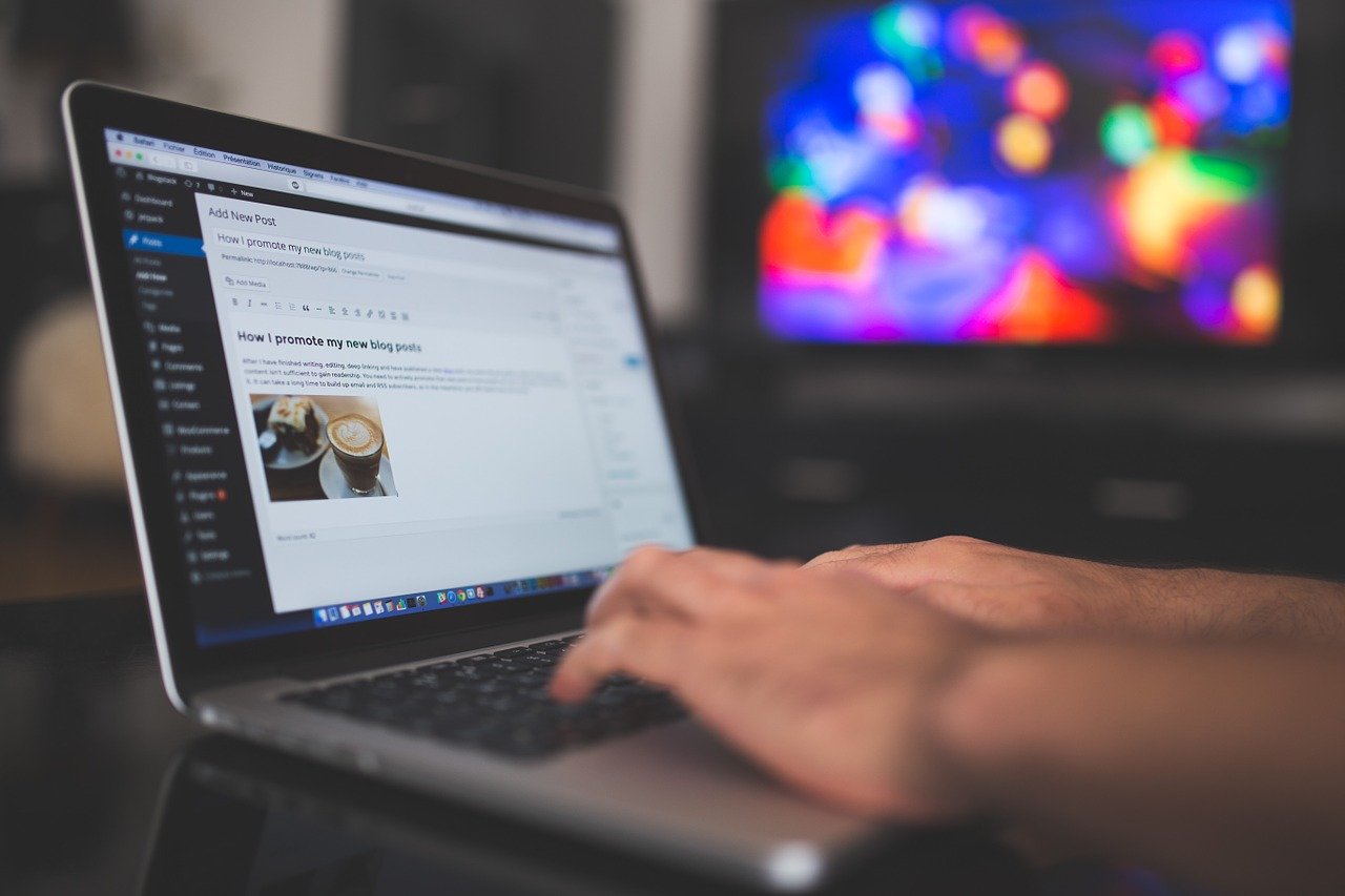 WordPress dashboard on a laptop