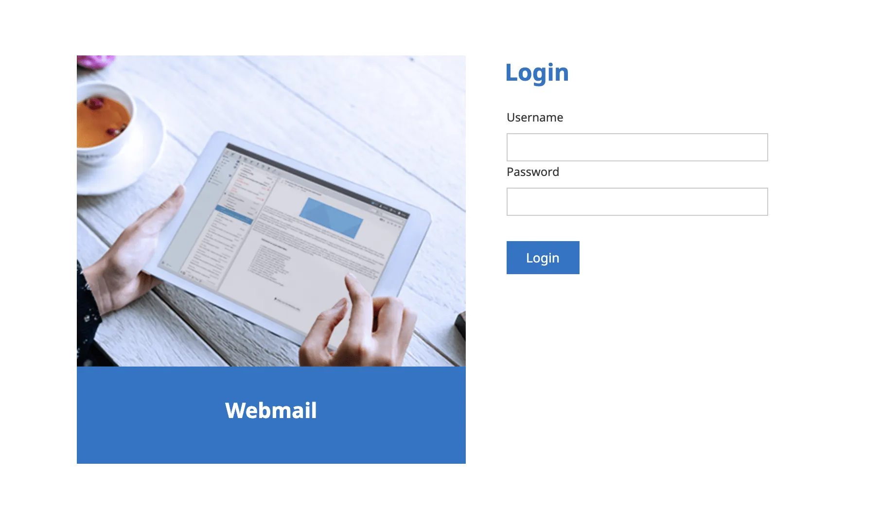 Our webmail login screenshot