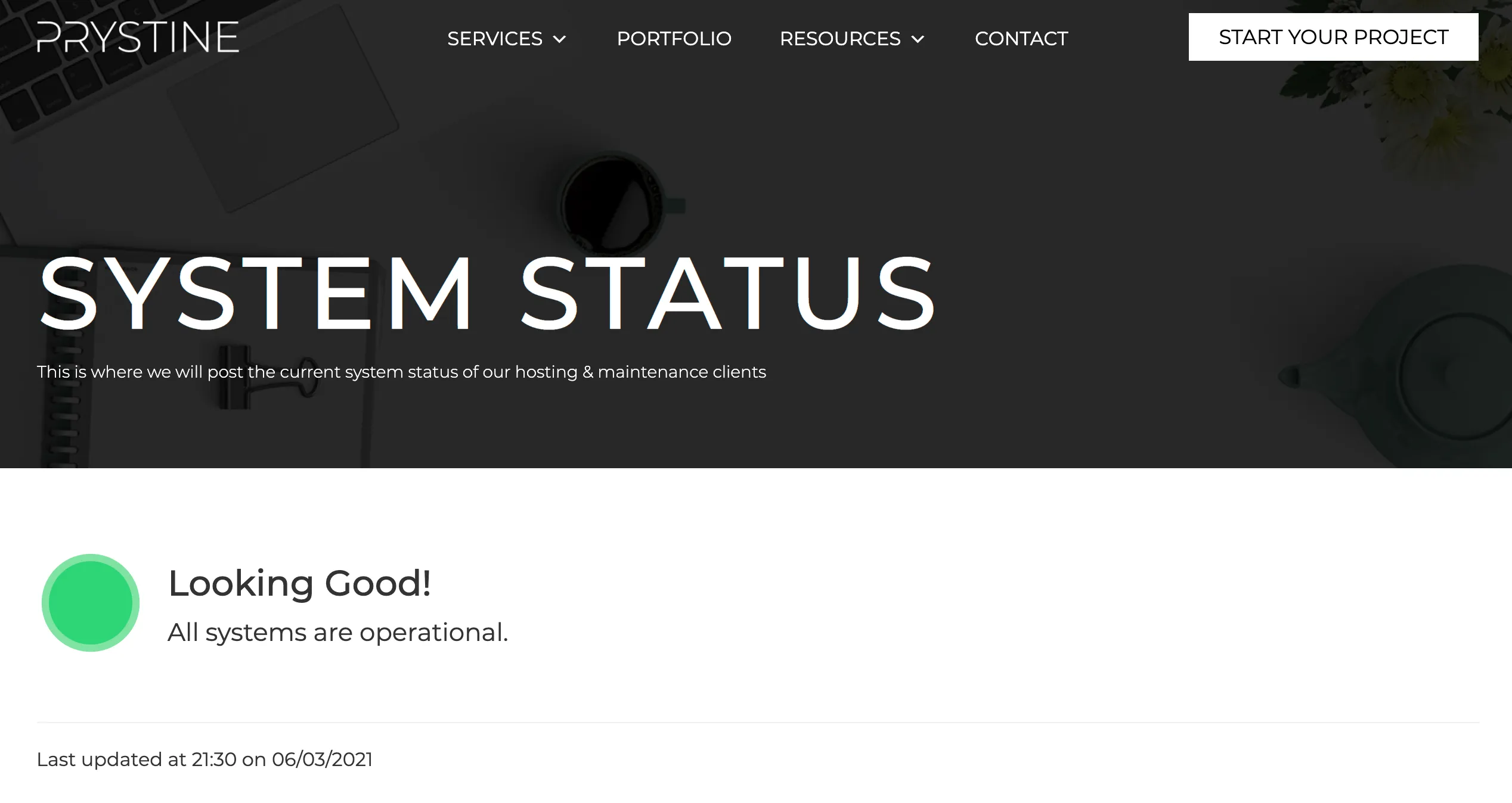 Our System Status page
