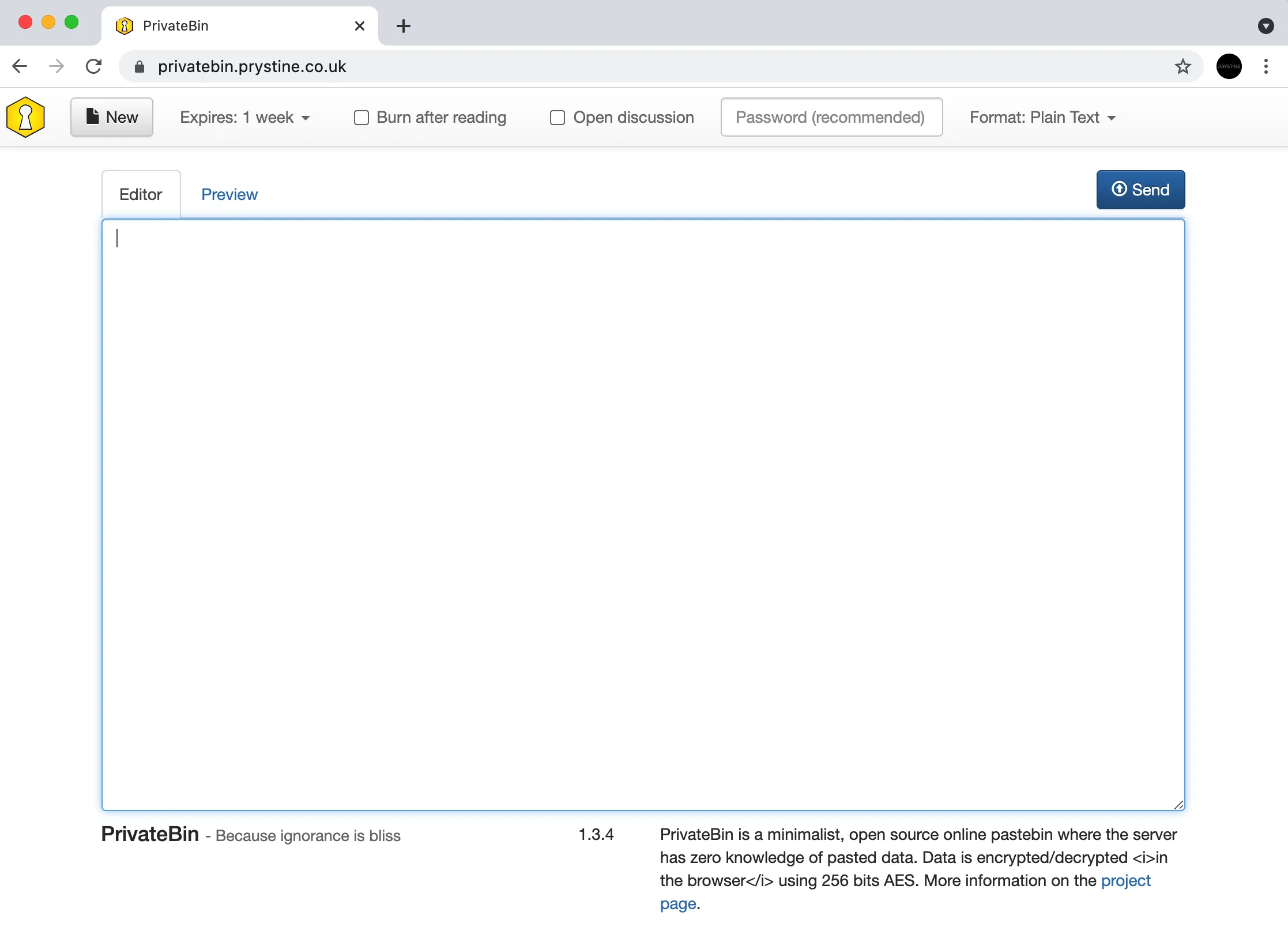 Private Bin Screenshot
