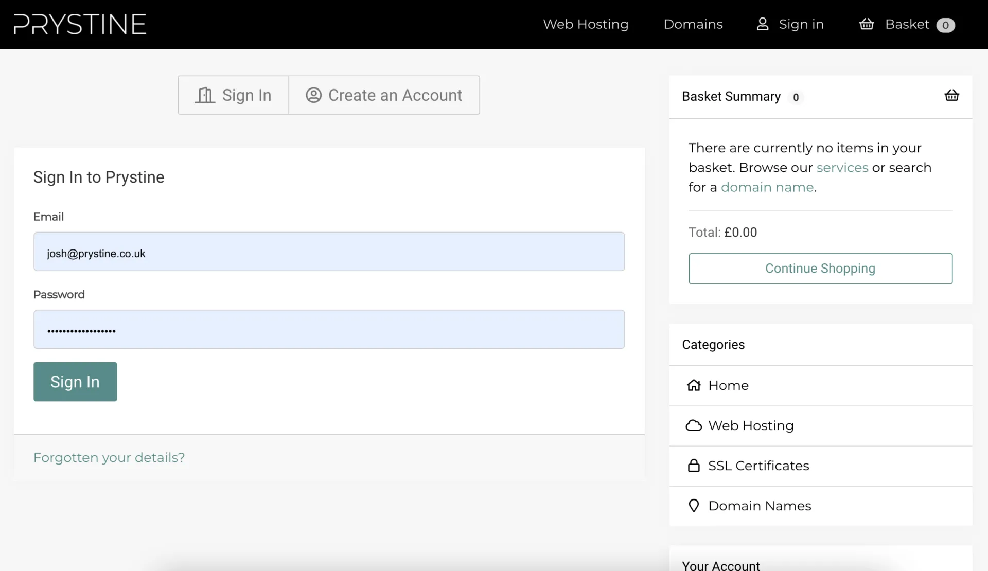 Login to our control panel