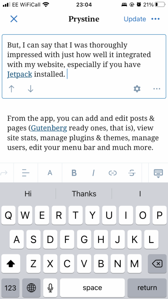Writing this blog post within the WordPress iOS app.