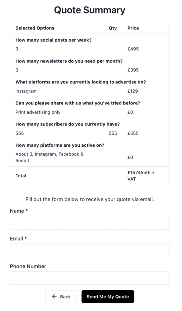 Quotify Quote Summary