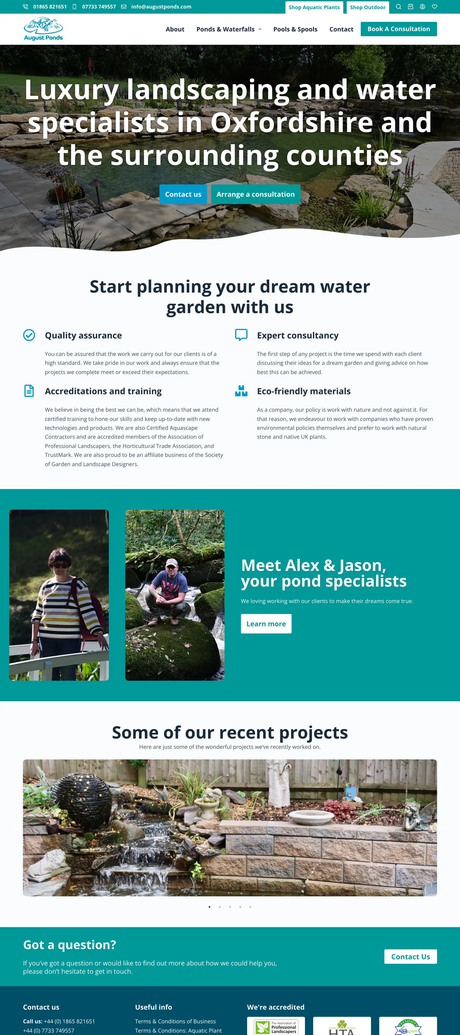 August Ponds website