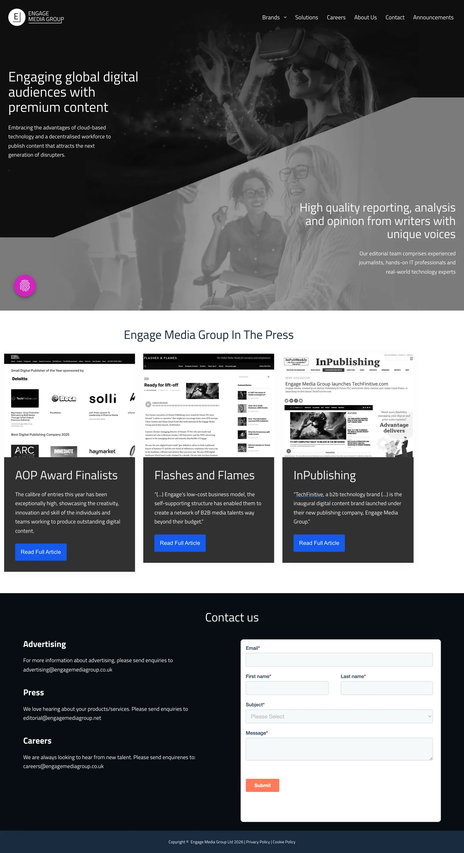 Engage Media Group website