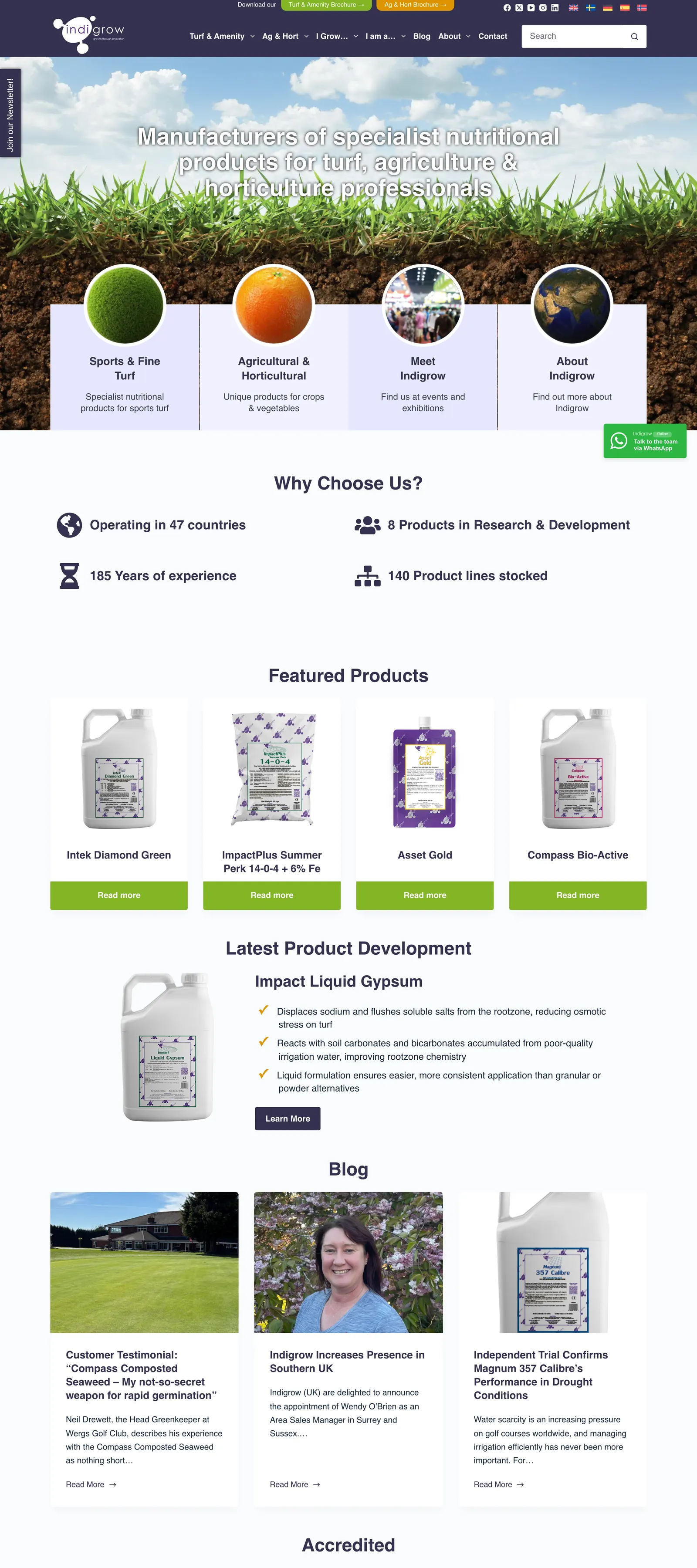 Indigrow front page snapshot