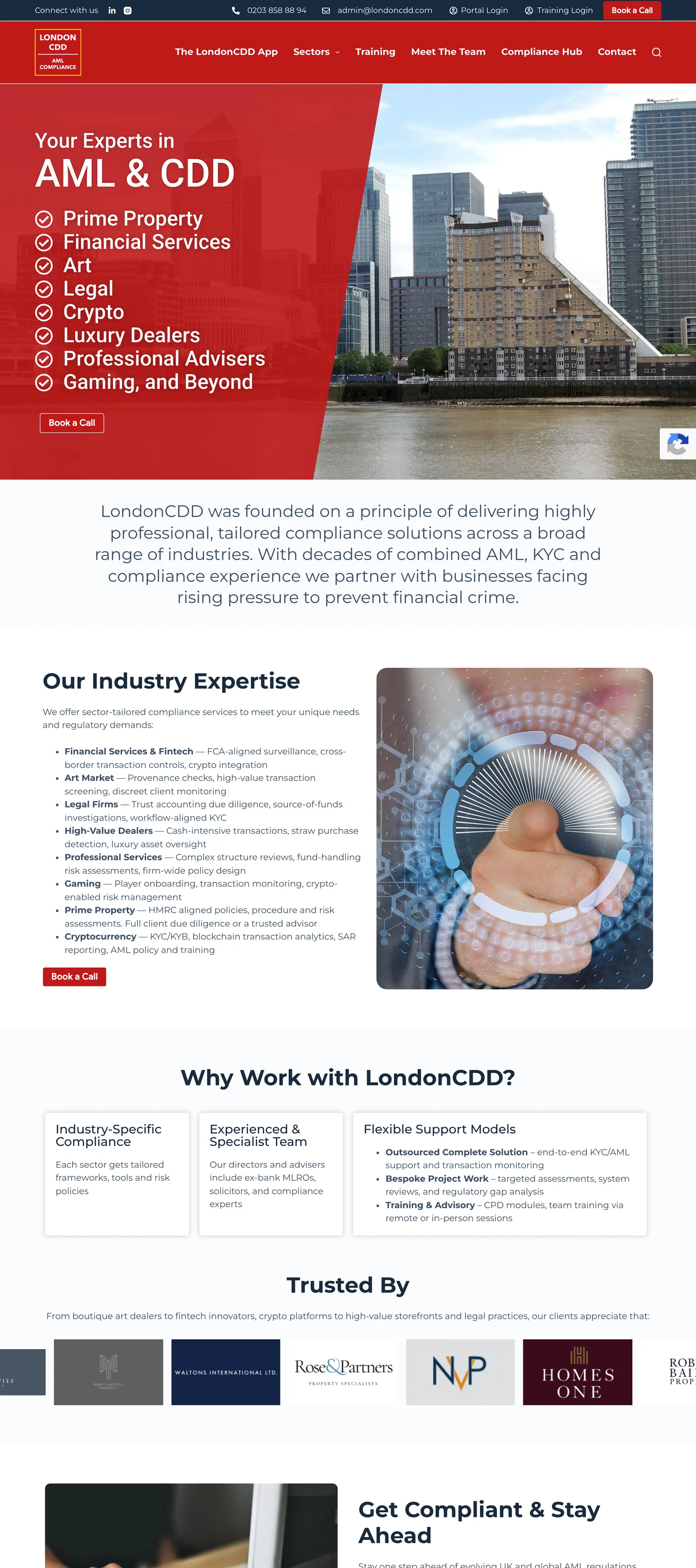 LondonCDD website design home page snap shot