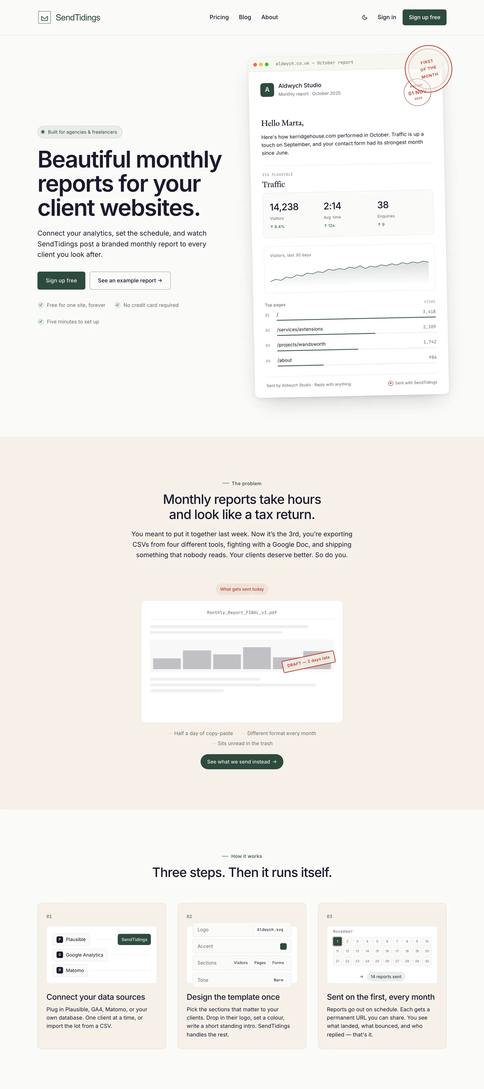 SendTidings Homepage