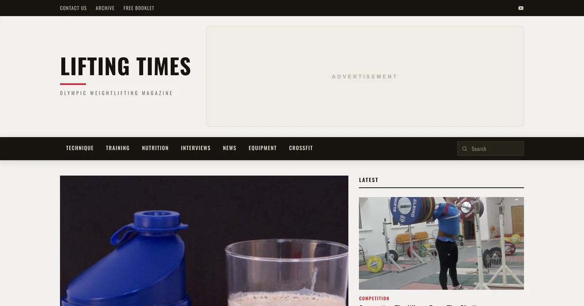 The revived Lifting Times homepage: an editorial Olympic weightlifting magazine, rebuilt by Prystine