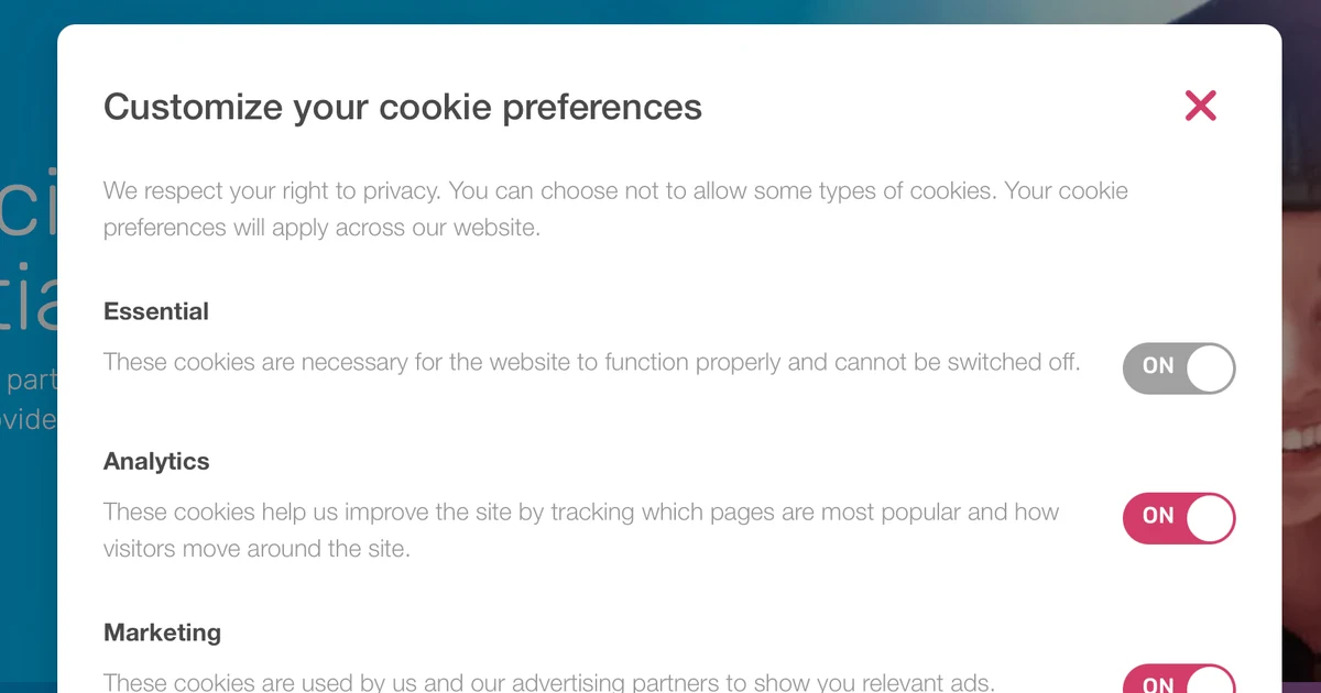 The Silktide cookie consent banner: clear category toggles and an equal Reject non-essential button